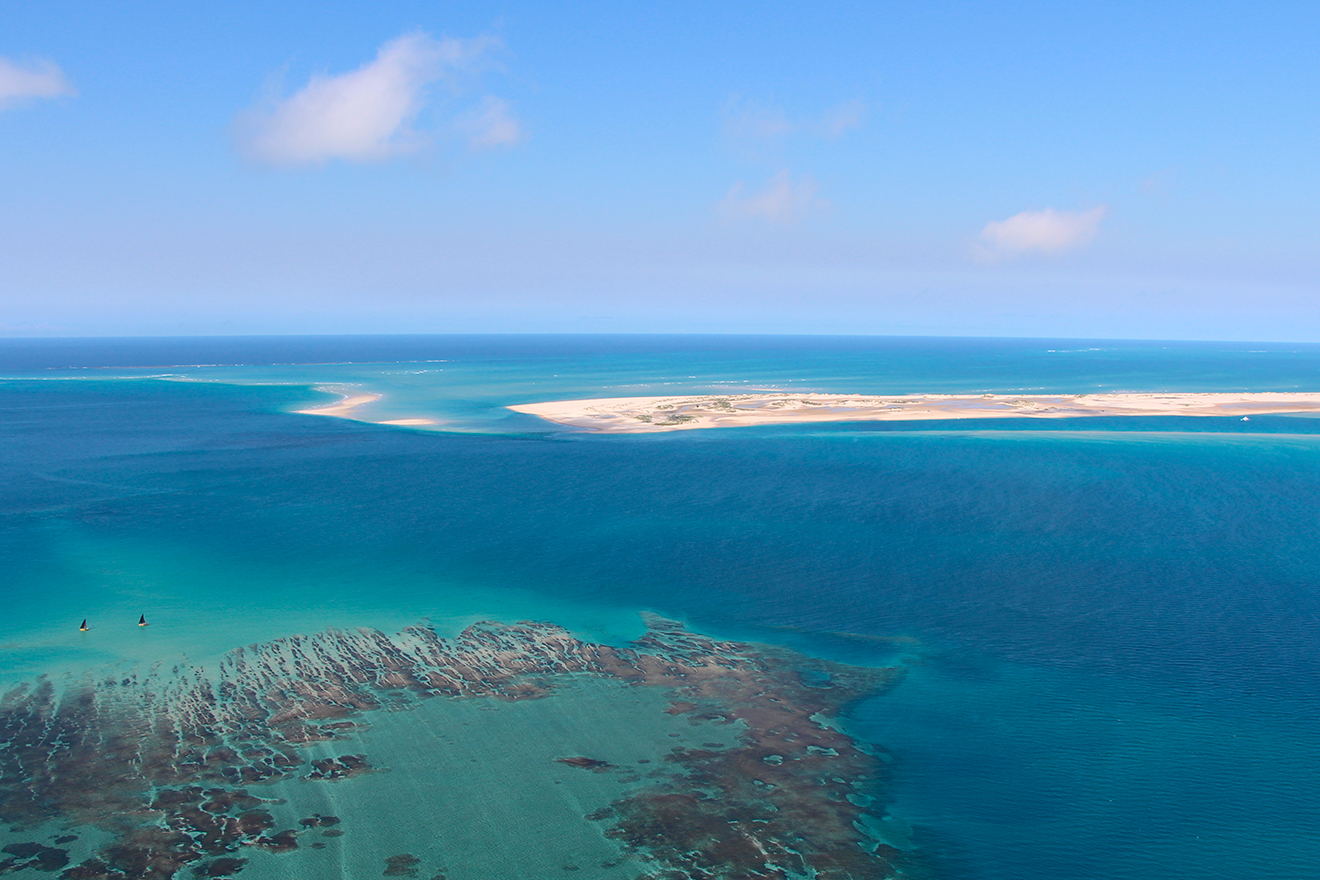 aerial view of sand bank near Vilanculos