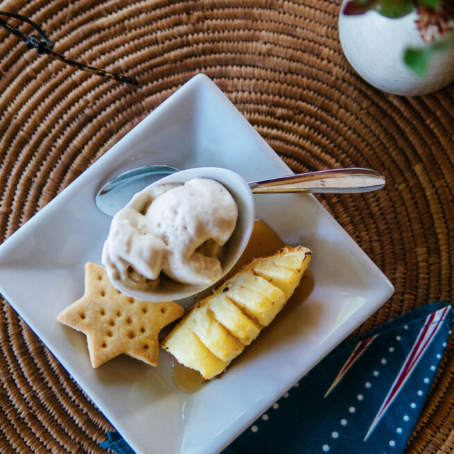 Casa Babi restaurant roasted pineapple with baobab ice cream