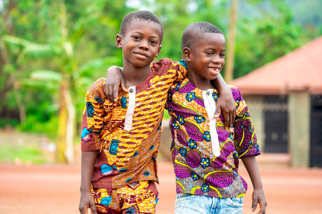 Mozambican kids wearing capulana clothes