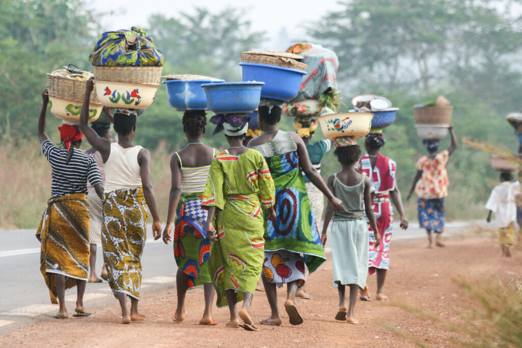 Mozambican women wearing capulana fabric